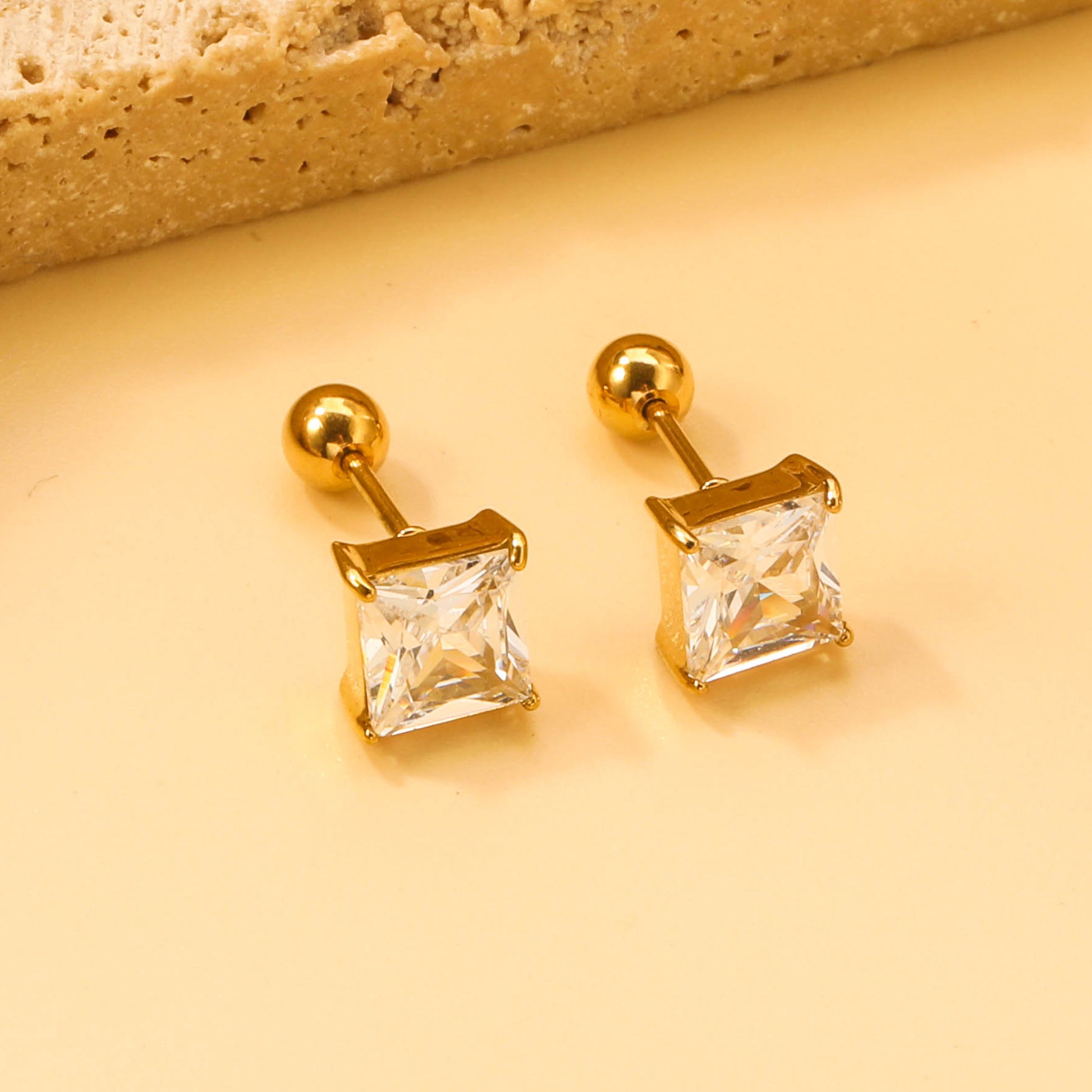 Square Diamond Stud Earring