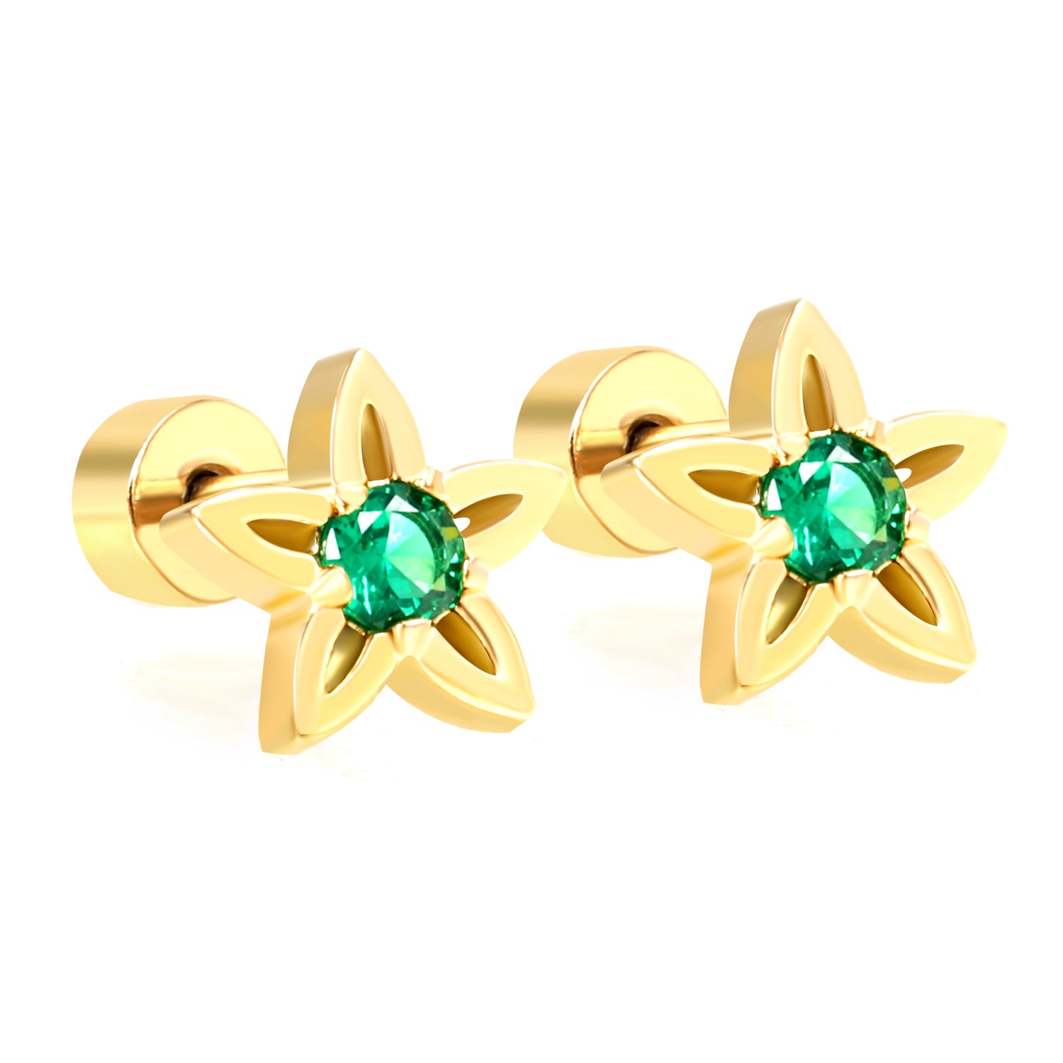 Star Emerald Stud Earring