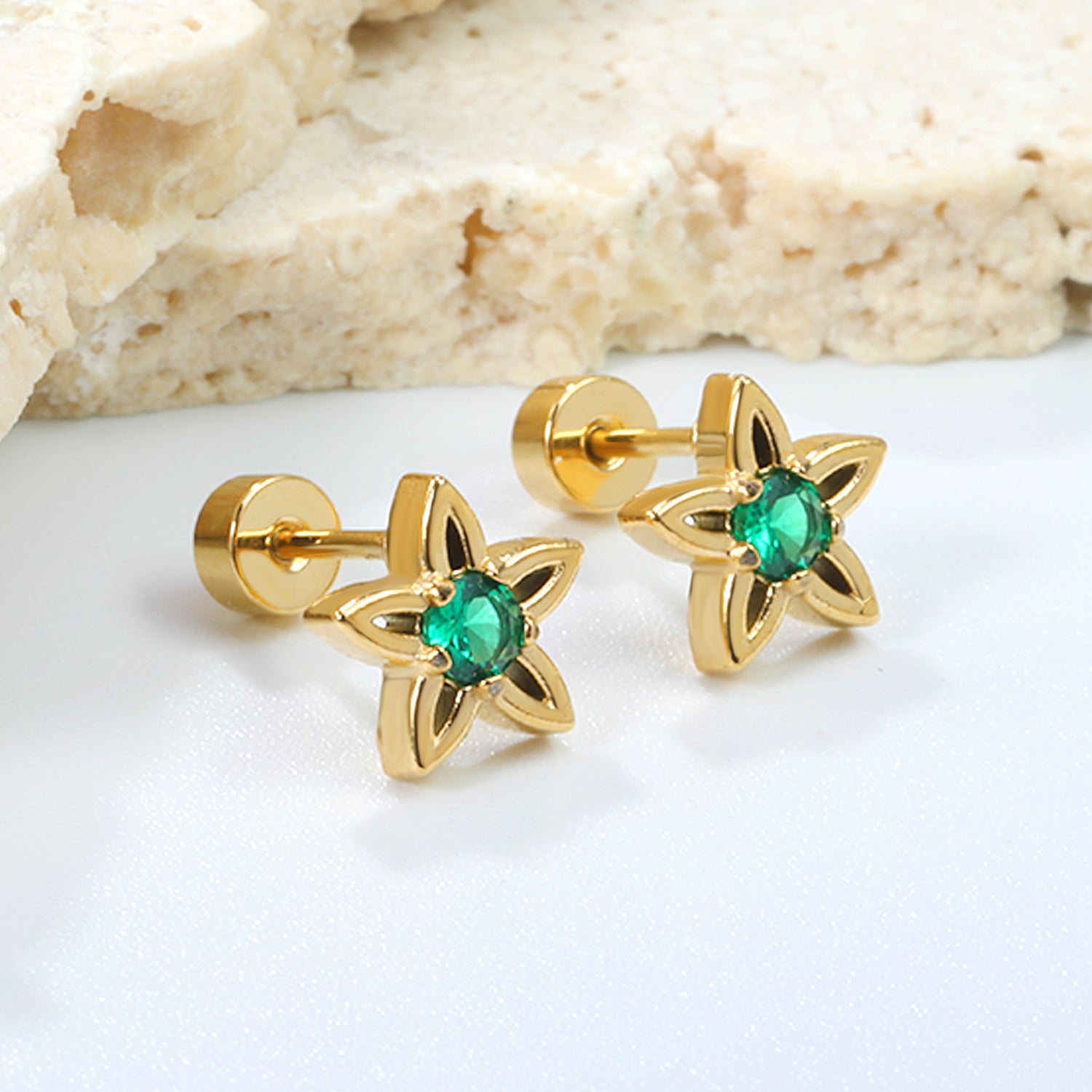 Star Emerald Stud Earring