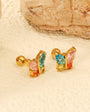 Butterfly Multicolor Stud Earring - Gold