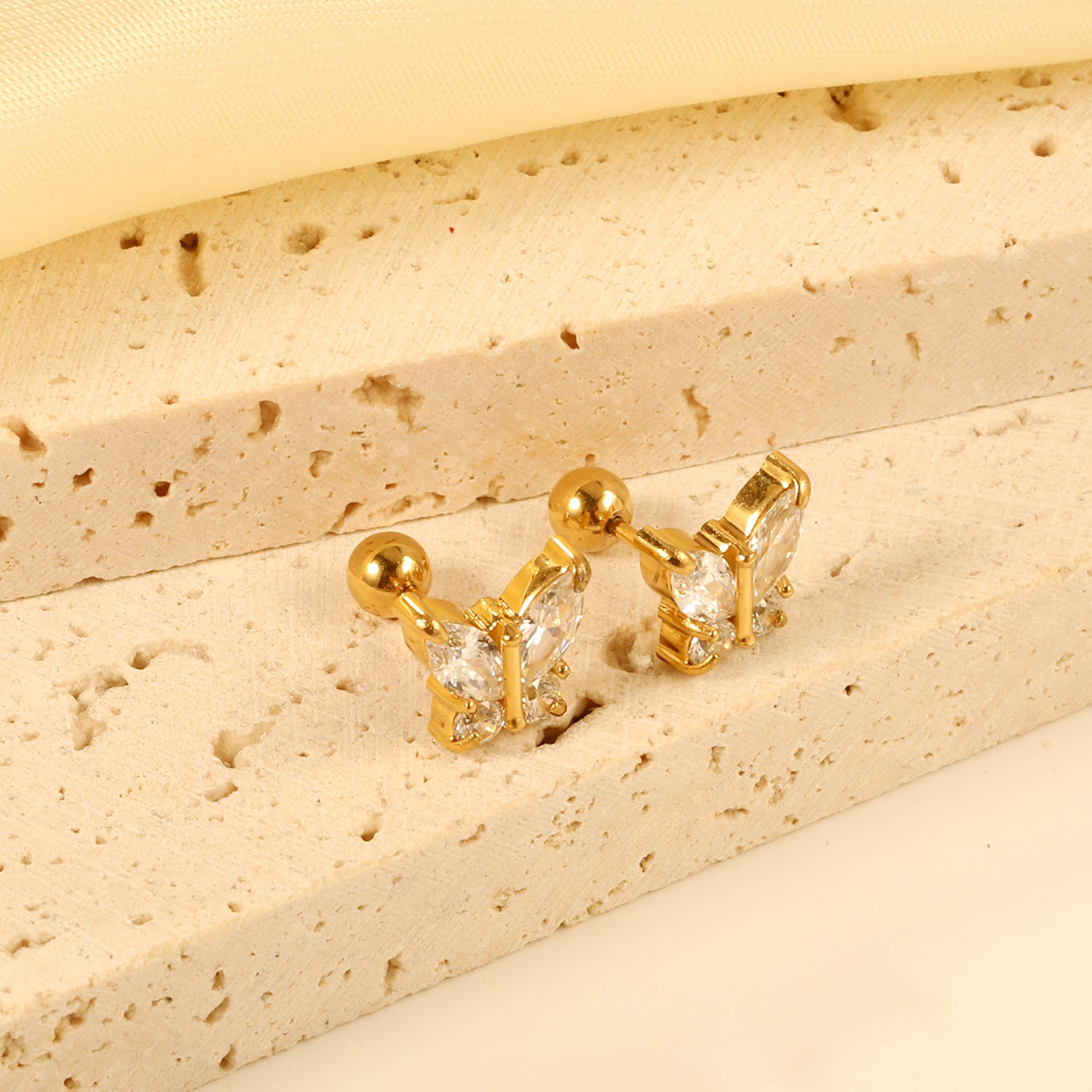 Butterfly Diamond Stud Earring - Gold