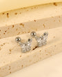 Butterfly Diamond Stud Earrings - silver