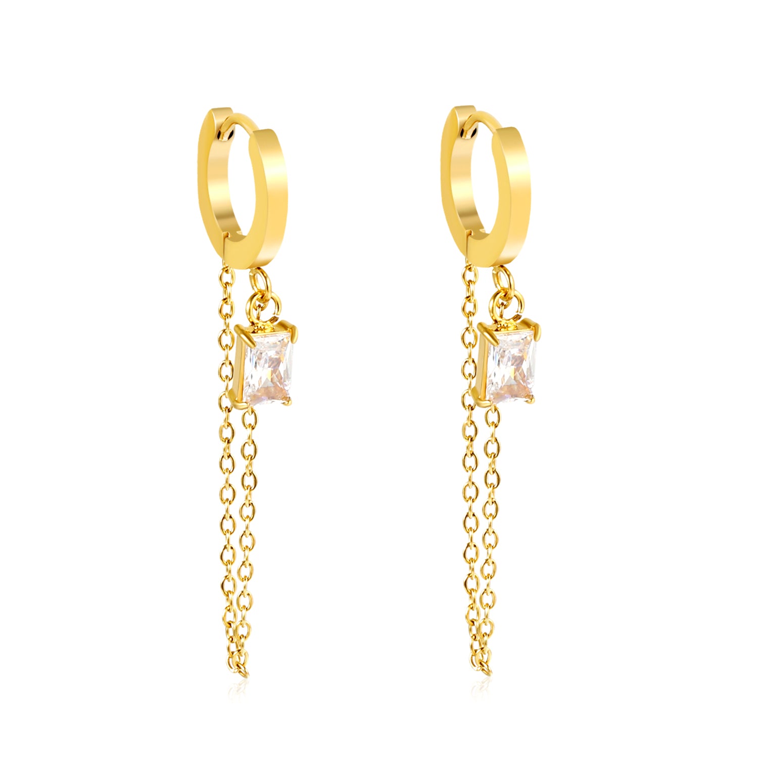 Zia Chain Hoop Earring - Diamond