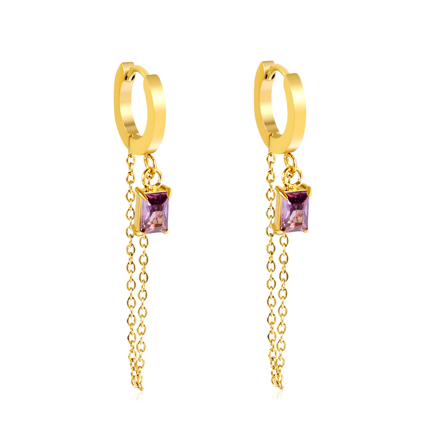 Zia Chain Hoop Earring - Purple