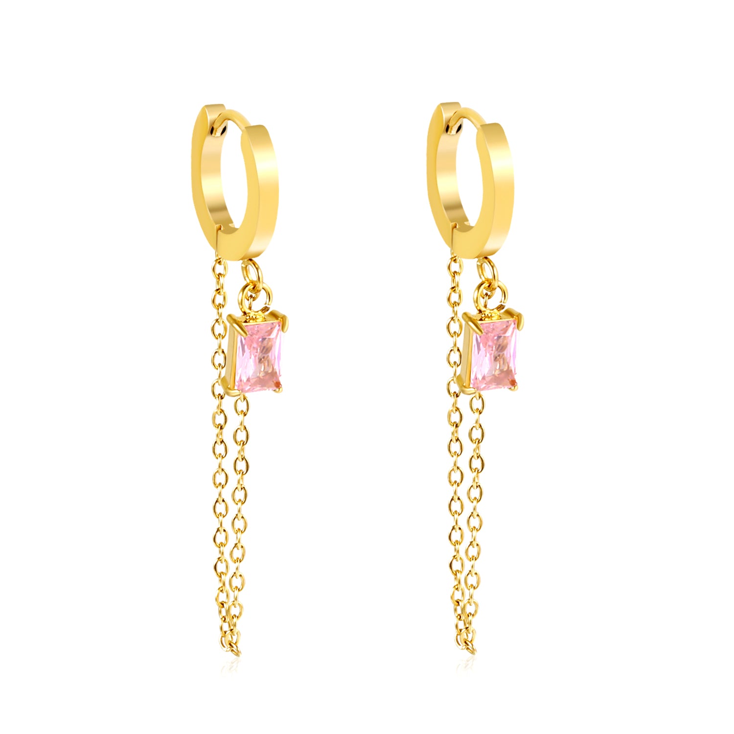 Zia Chain Hoop Earring - Pink