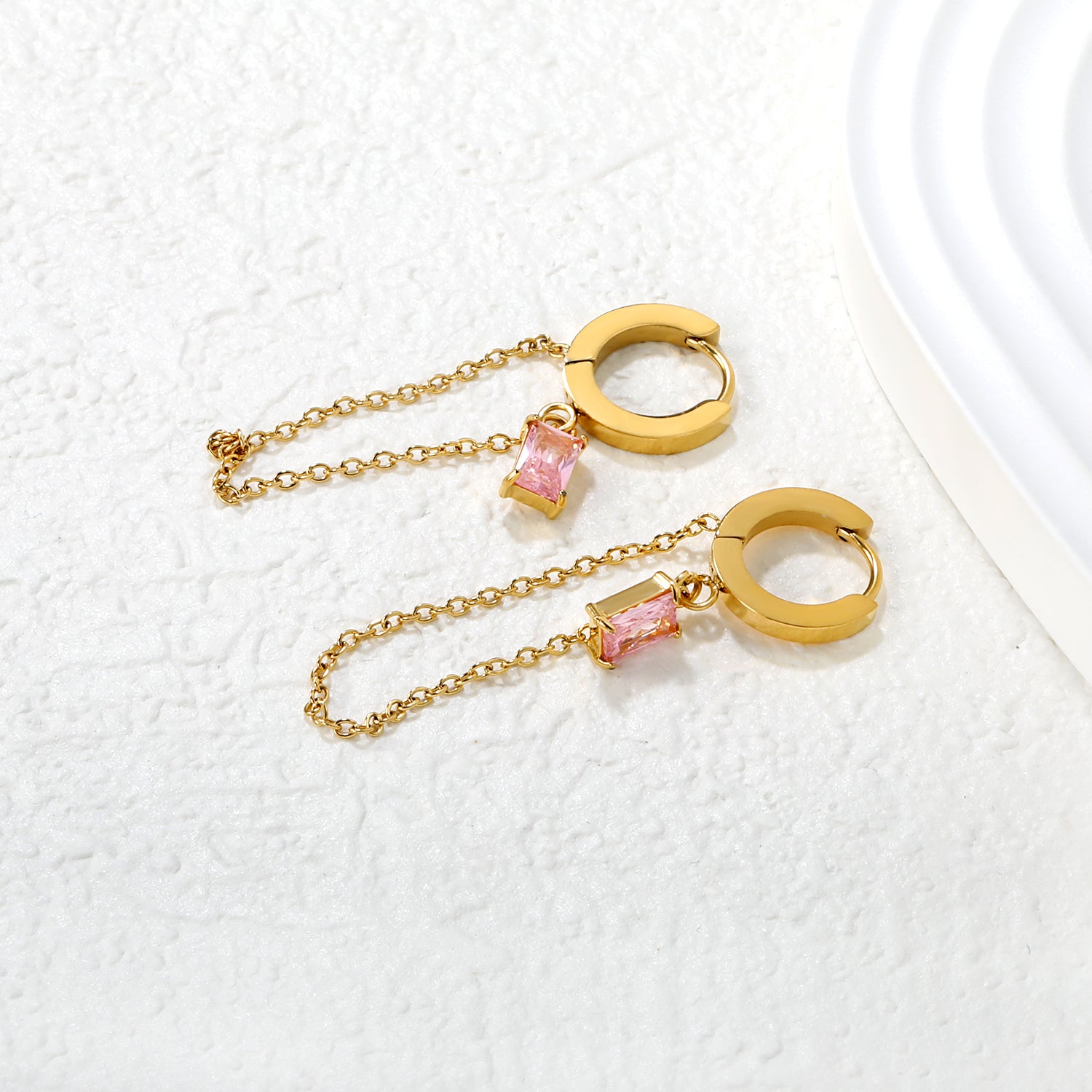 Zia Chain Hoop Earring - Pink