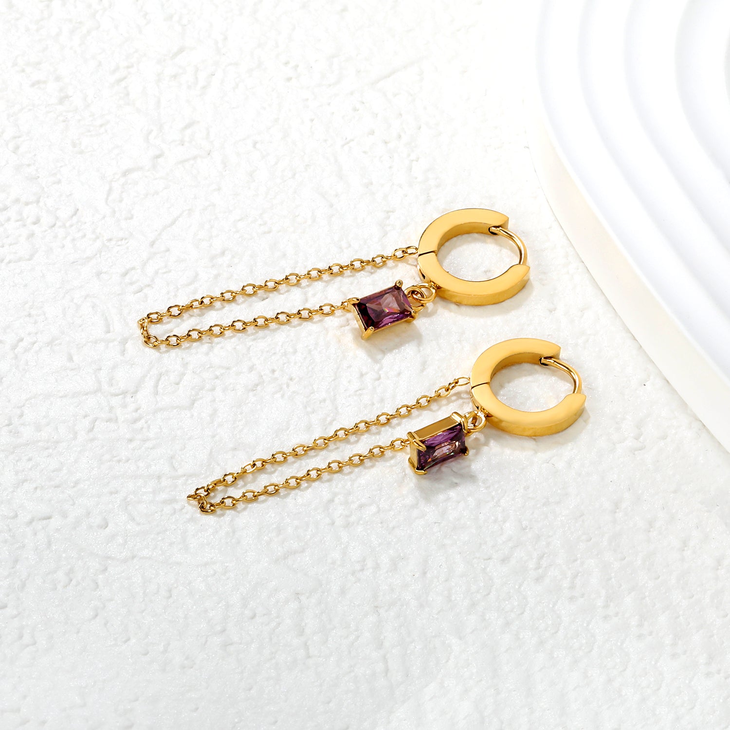 Zia Chain Hoop Earring - Purple