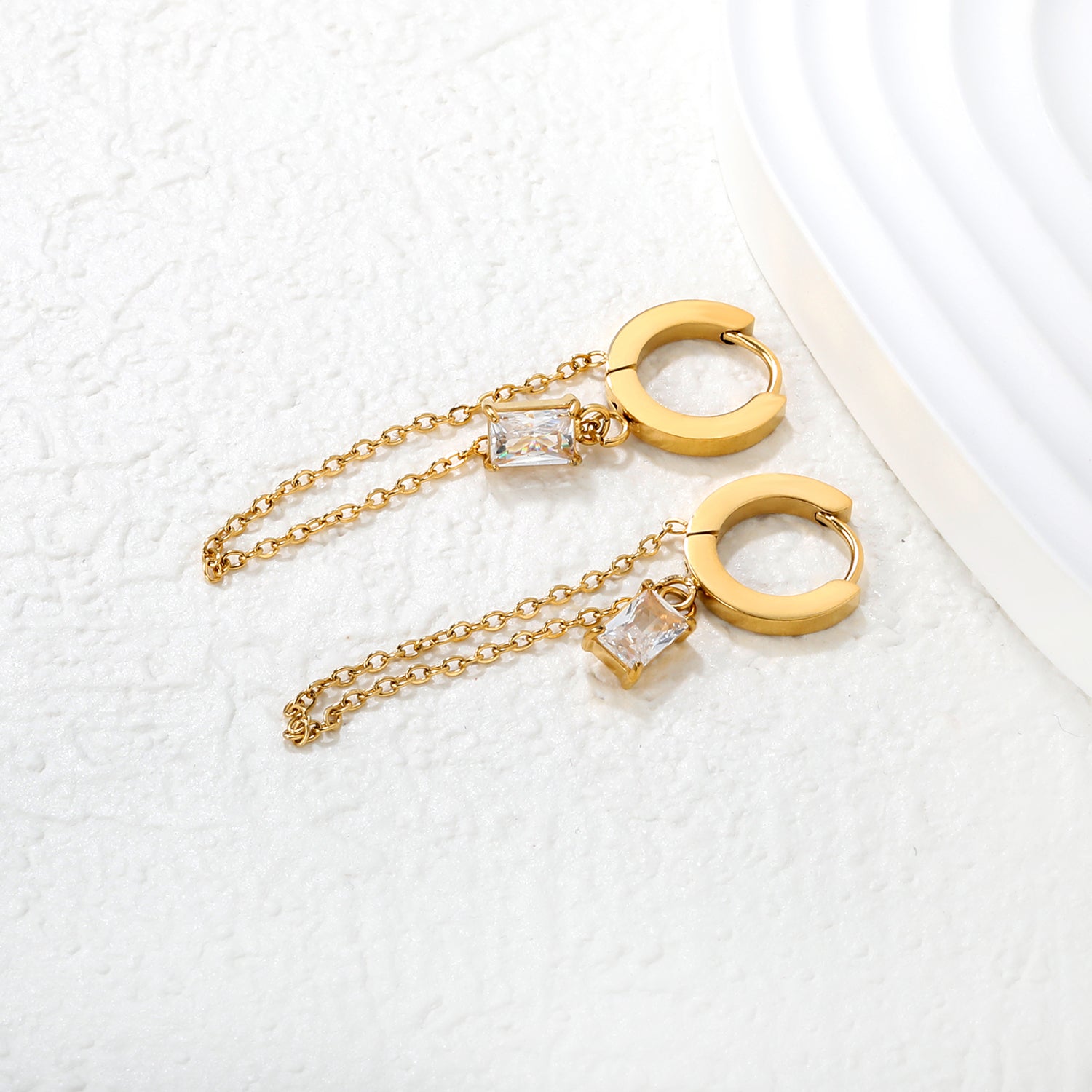 Zia Chain Hoop Earring - Diamond