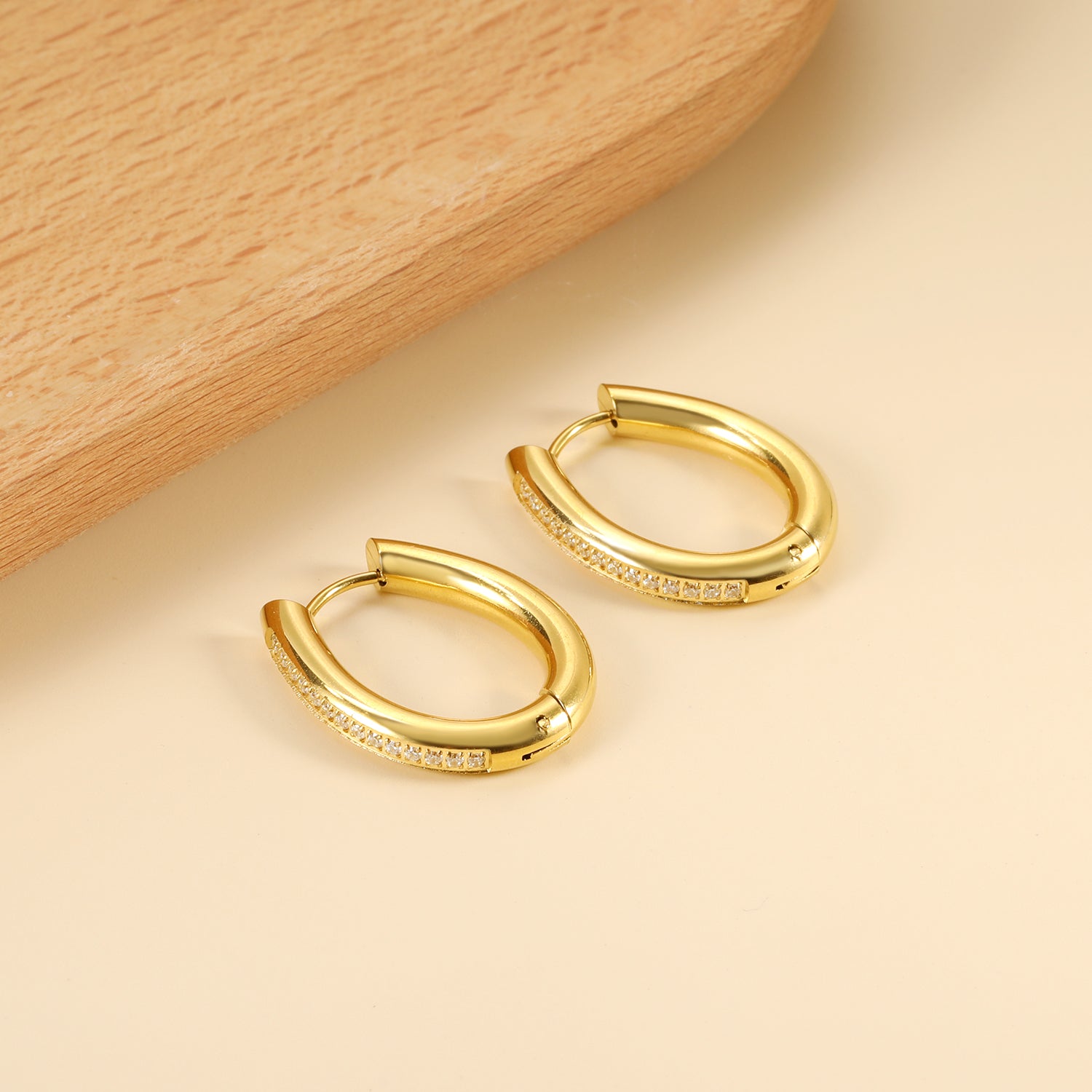 Oval Diamond Hoop Earring