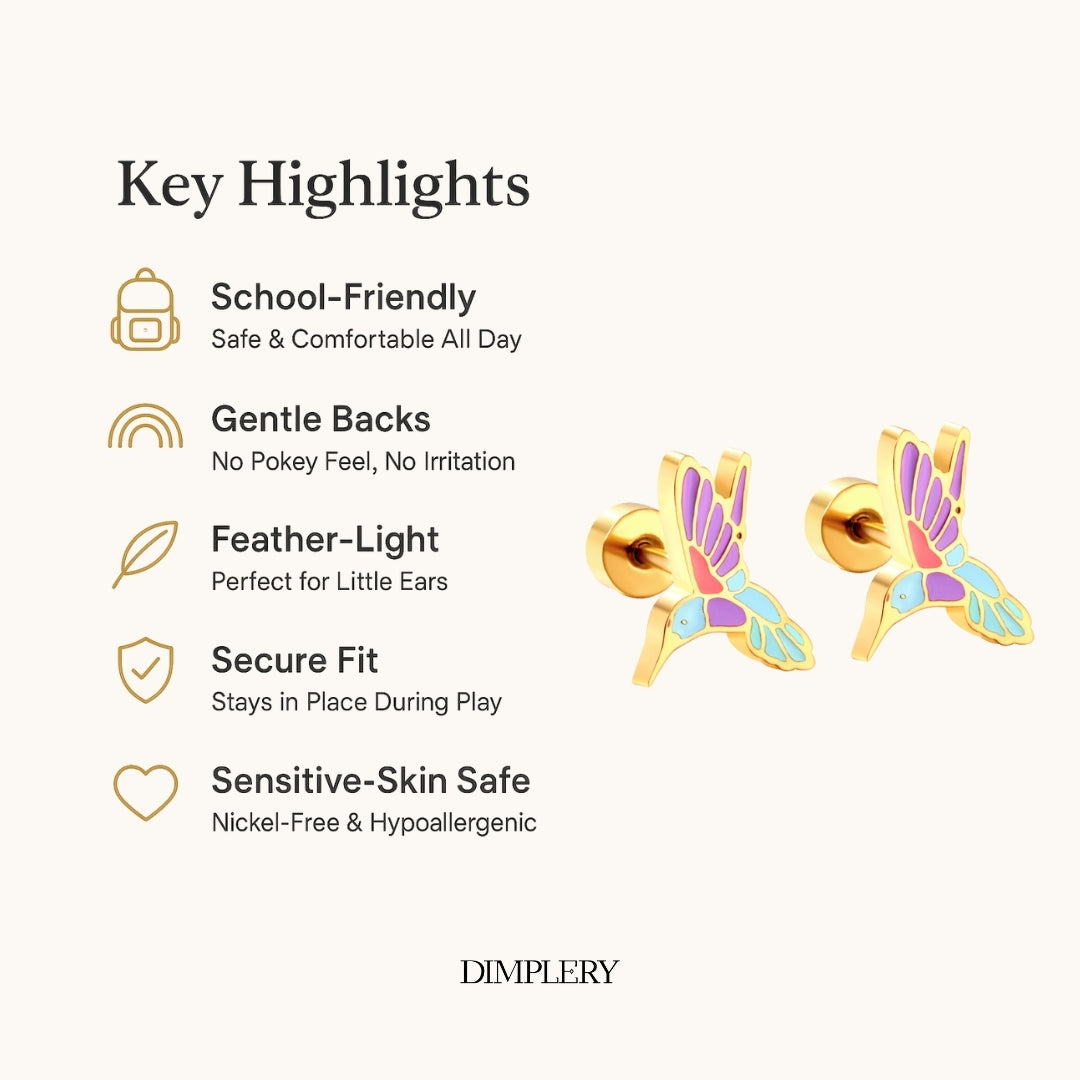 Vibrant Bird Stud Earring