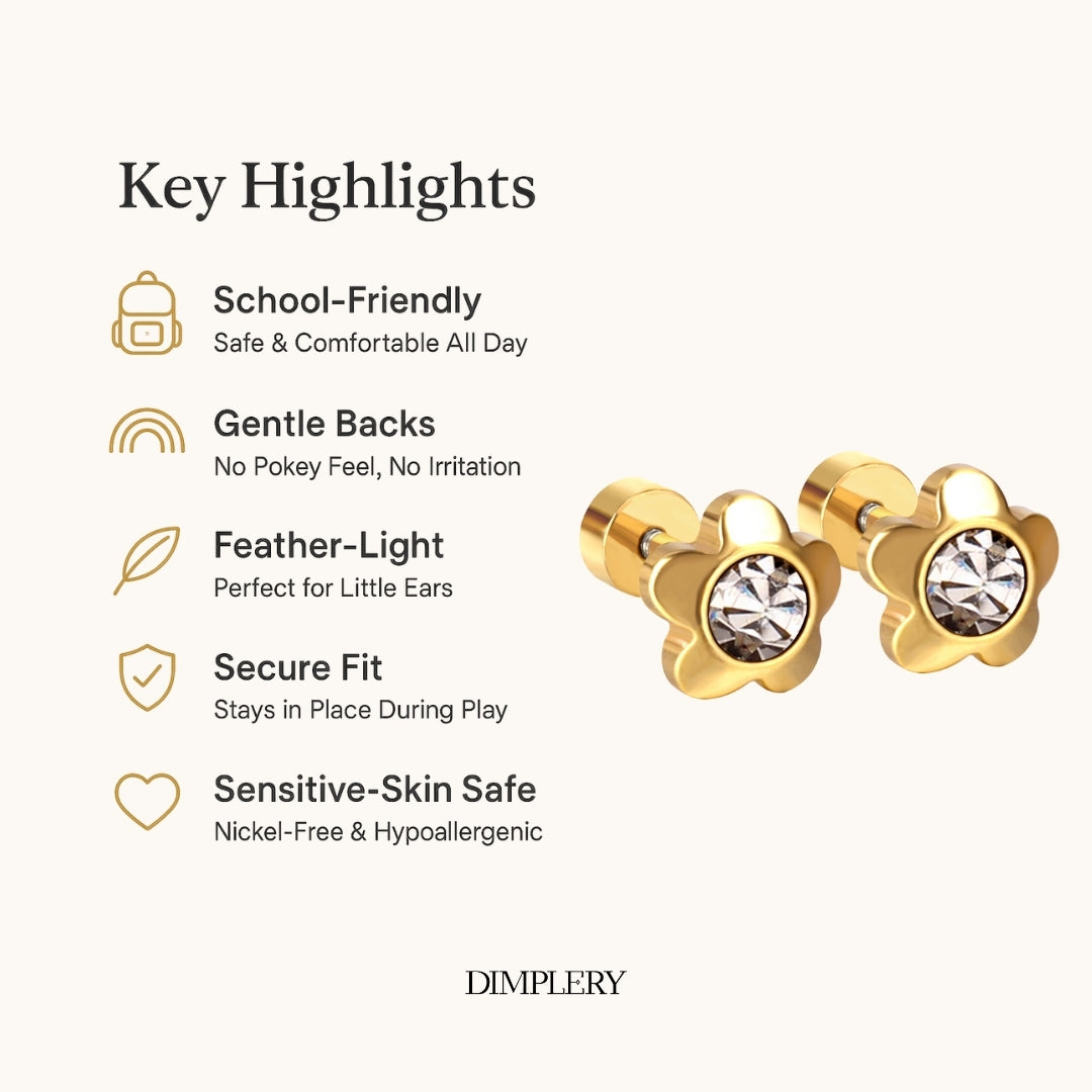Diamond Flower Stud Earring