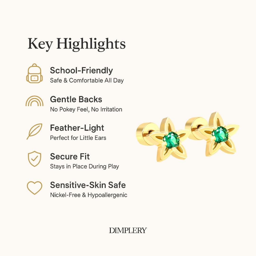 Star Emerald Stud Earring