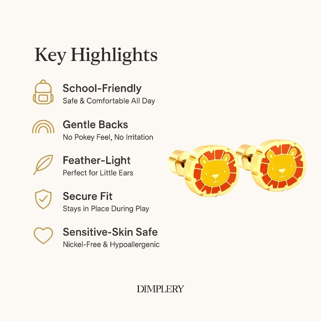 Cute Lion Stud Earring