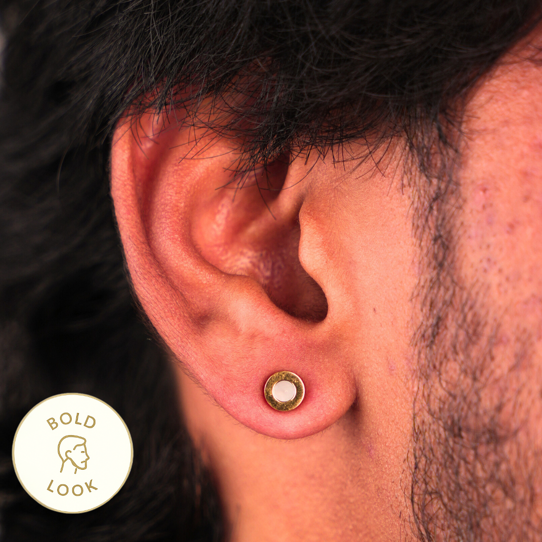 गोल्डन डिस्क लुमिना स्टड इयररिंग्स - 6 MM