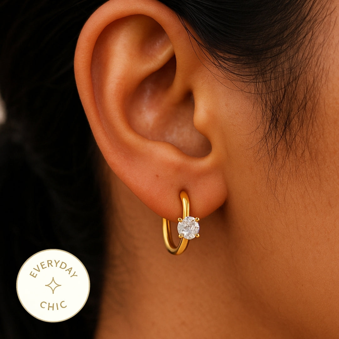 Sparkle Huggie Hoop Earring - Solitaire