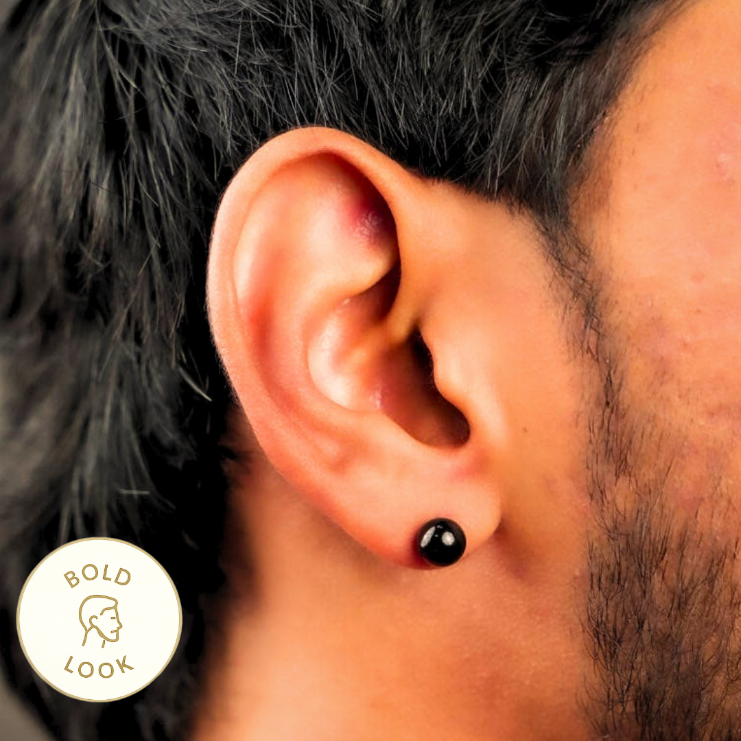 ऑर्ब ब्लैक स्टड इयररिंग्स - 7 MM