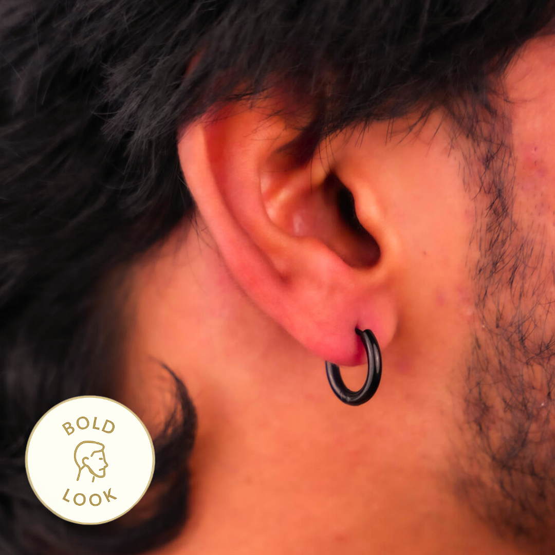 Black Petite Hoop Earring - 10 MM