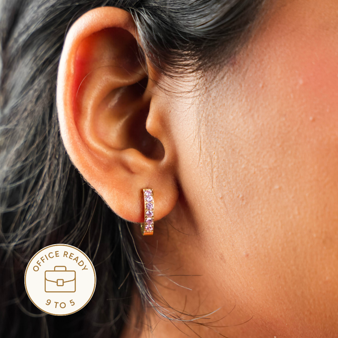 Pink Heart Hoop Earring