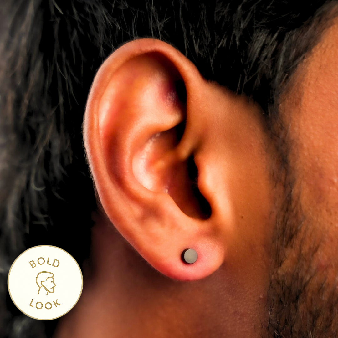 Round Black Stud Earring