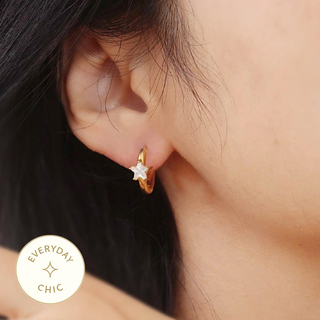 Sparkle Huggie Hoop Earring - Star