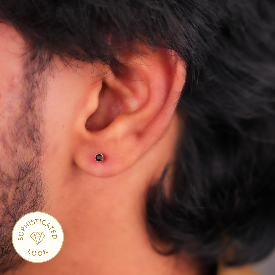 Midnight Bolt Stud Earring  -  3MM