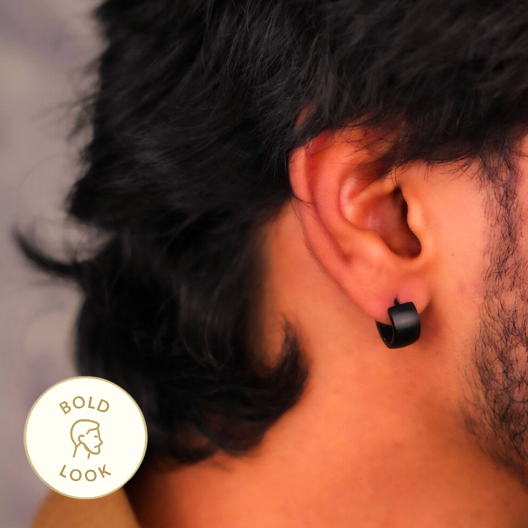 Buckle Hoop Earring - Black