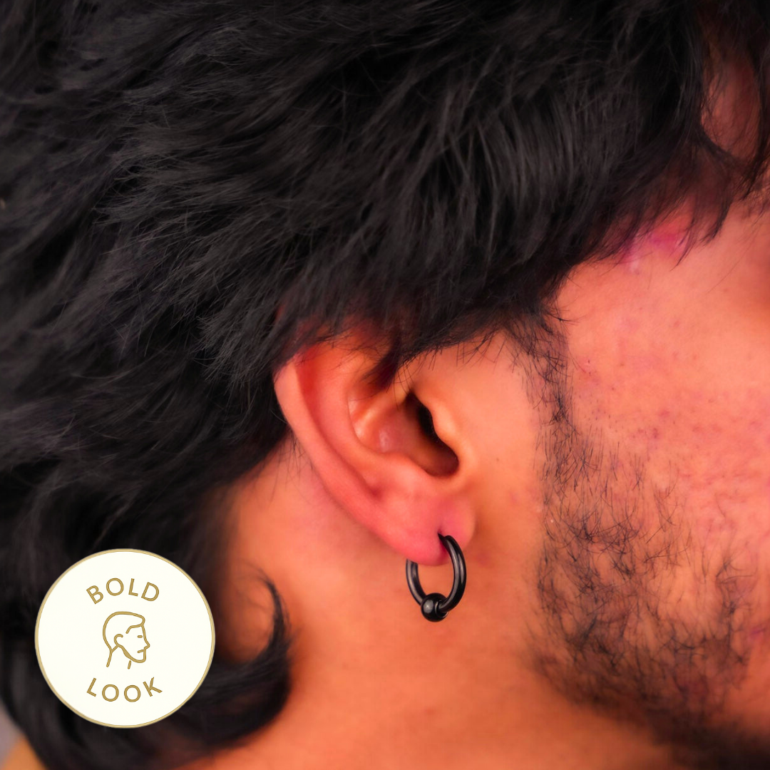 Black Bolt Hoop Earring