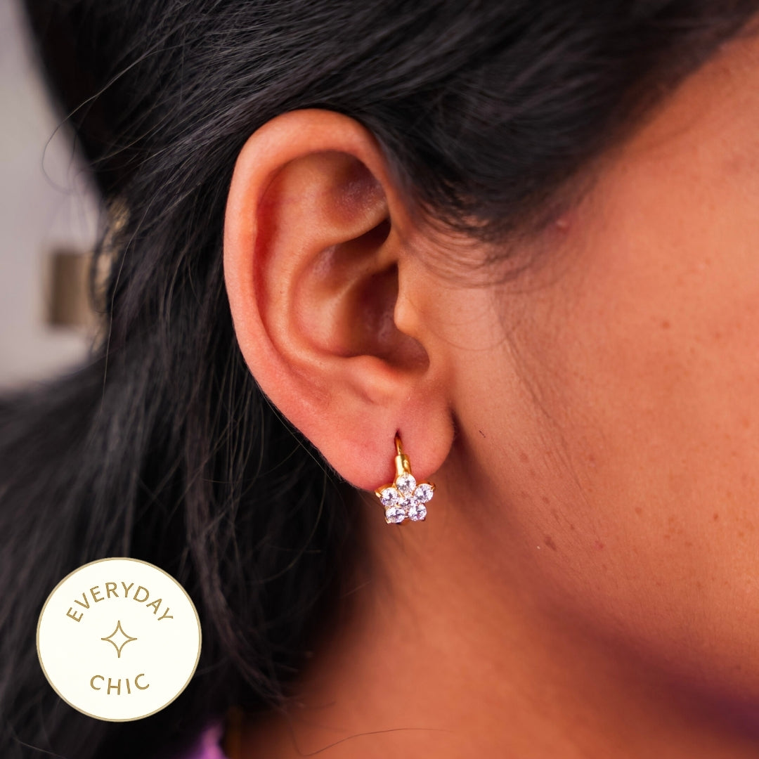 Sparkle Huggie Hoop Earring - Flower