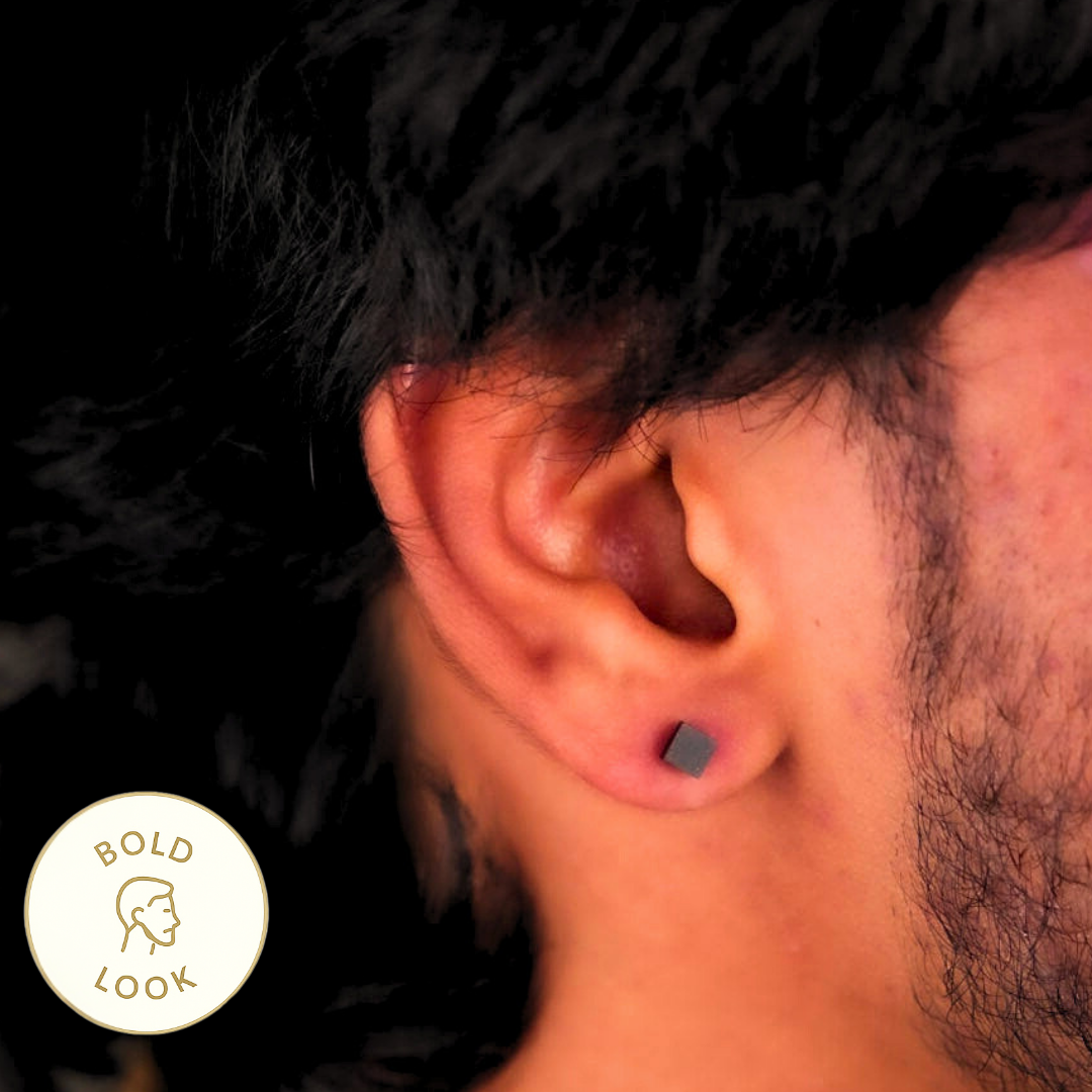 Square Black Stud Earring