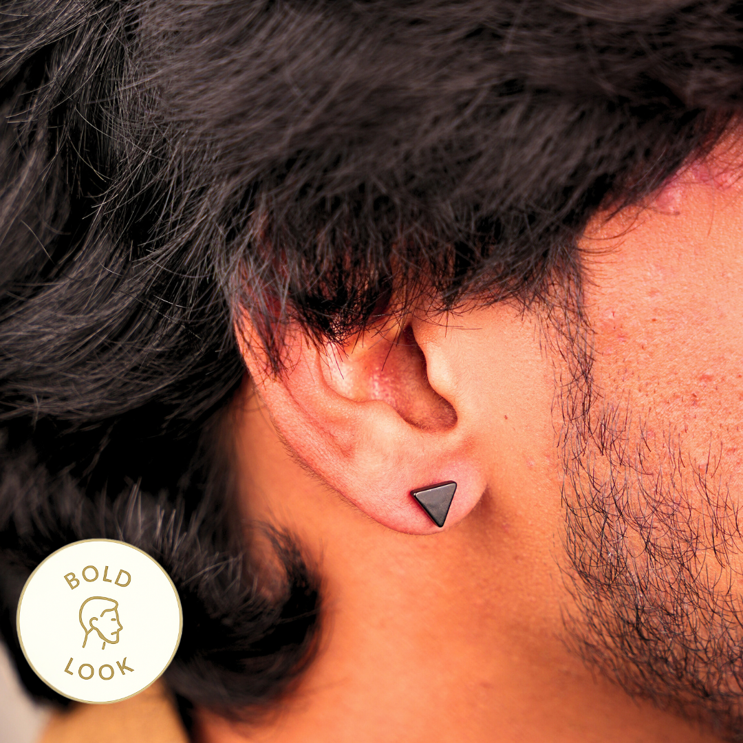 Triangle Stud Earring - Black