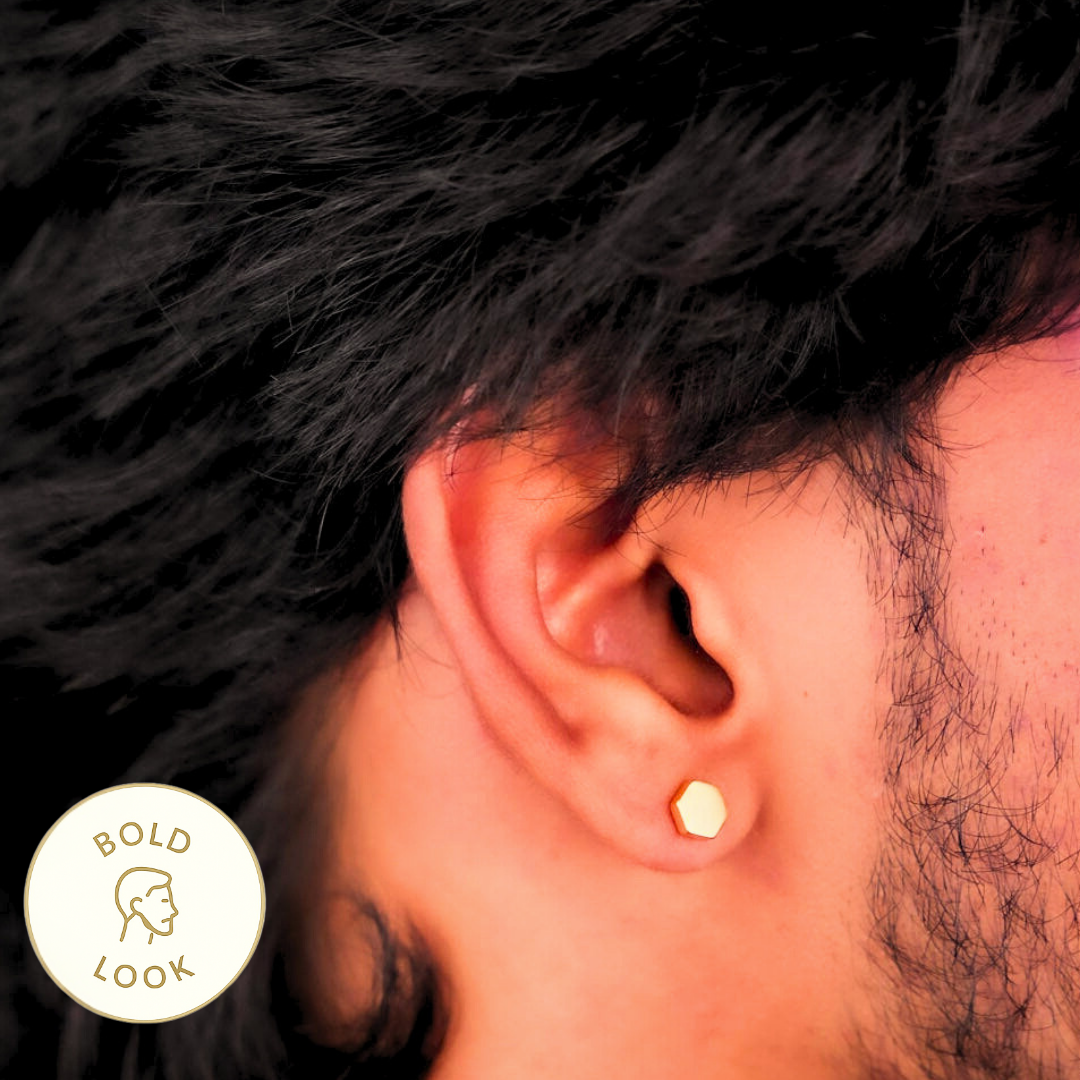 Hexagon Stud Earring - Gold