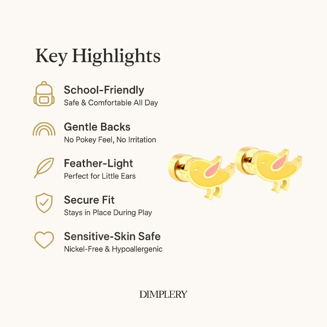 Yellow Birdie Stud Earring