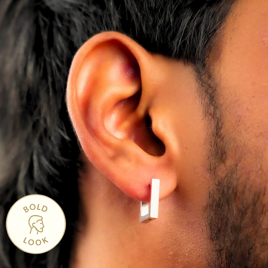 Square Hoop Earring - silver