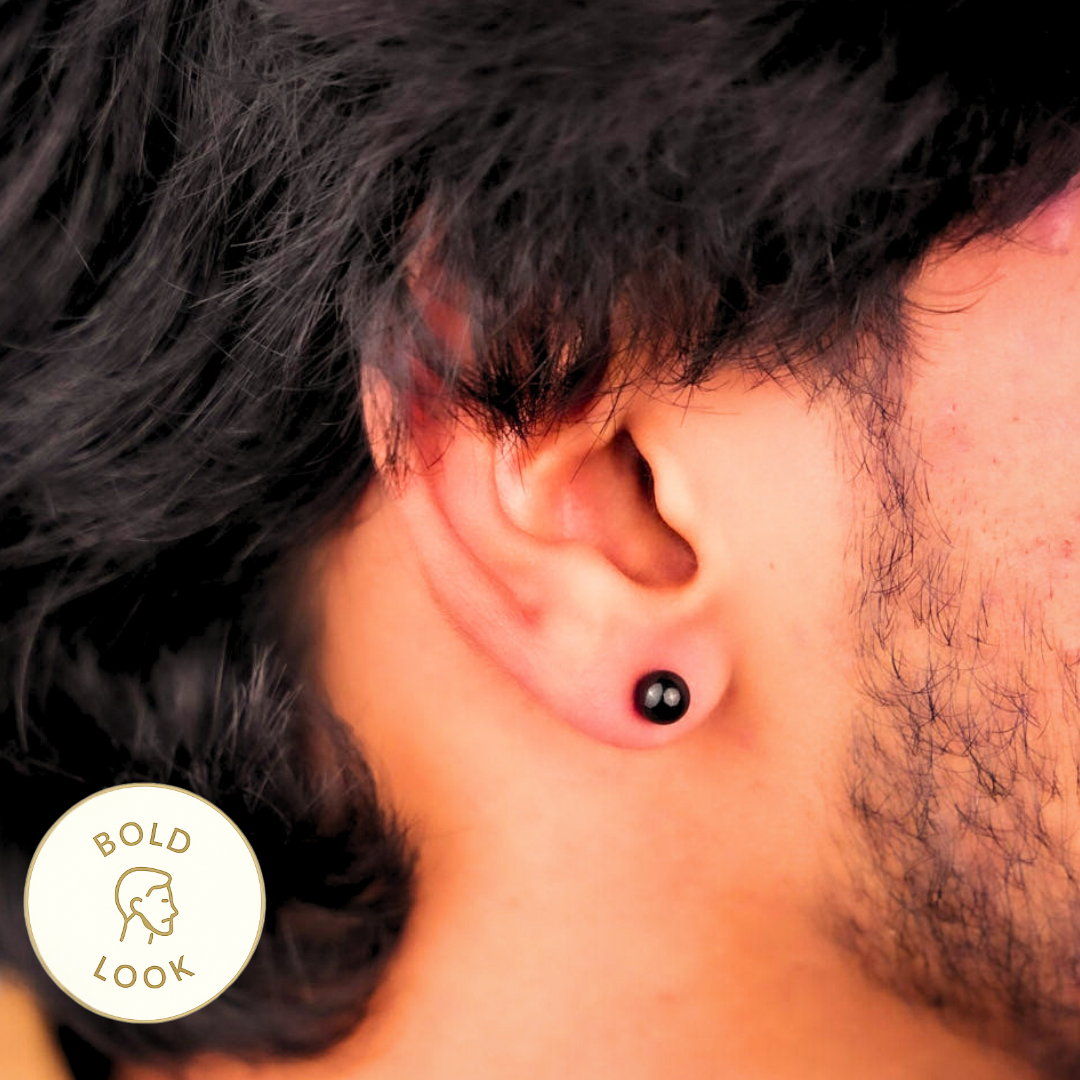 ऑर्ब ब्लैक स्टड इयररिंग्स - 6 MM