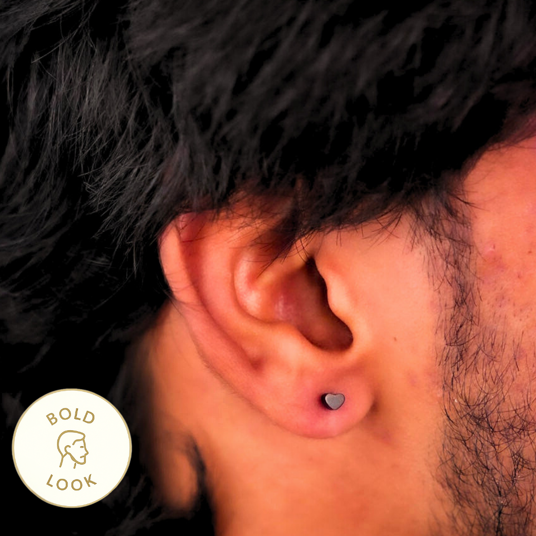 Heart Black Stud Earring