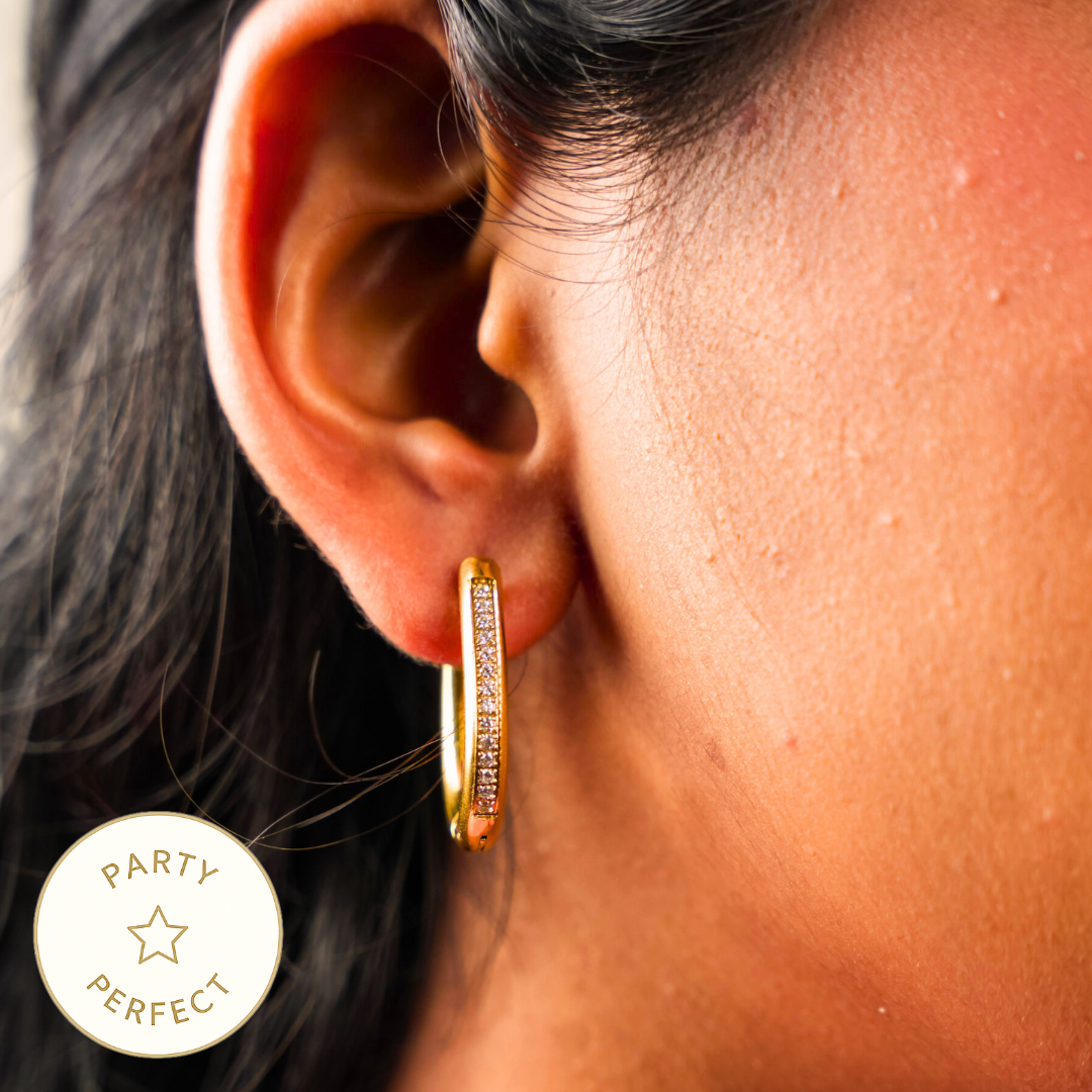 Oval Diamond Hoop Earring