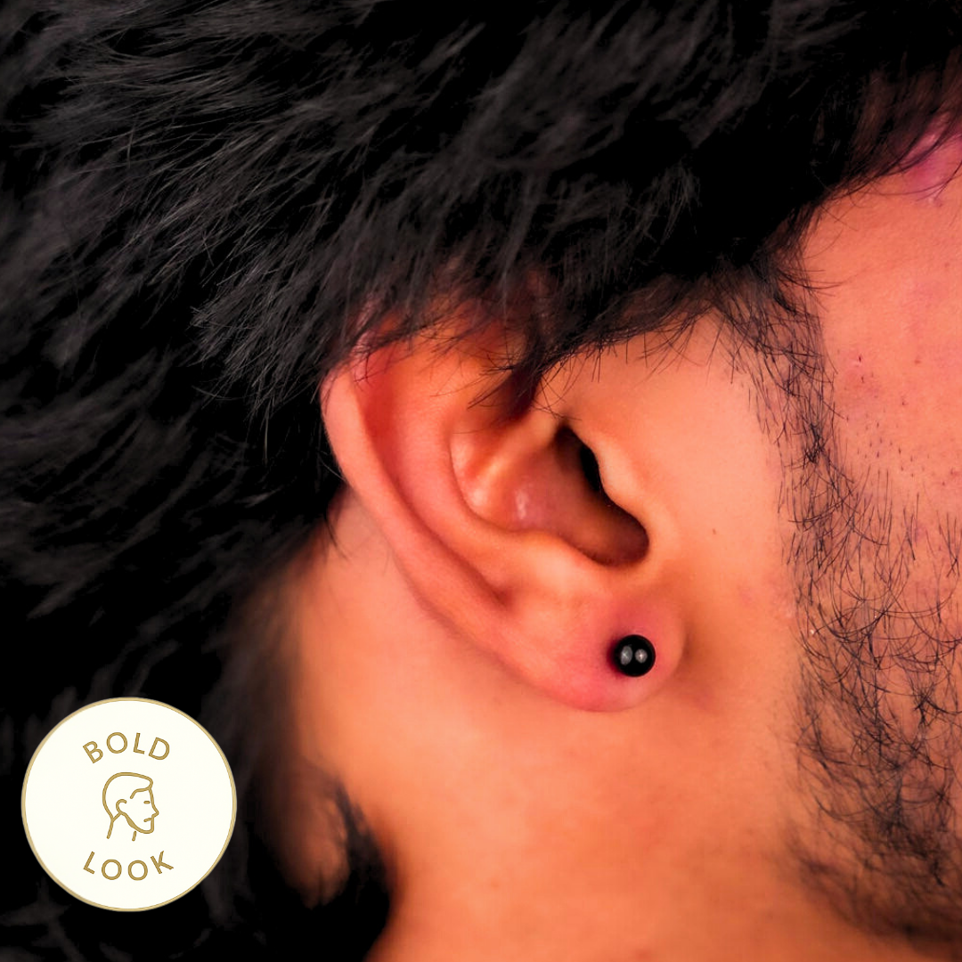 Orb Black Stud Earring - 5 MM