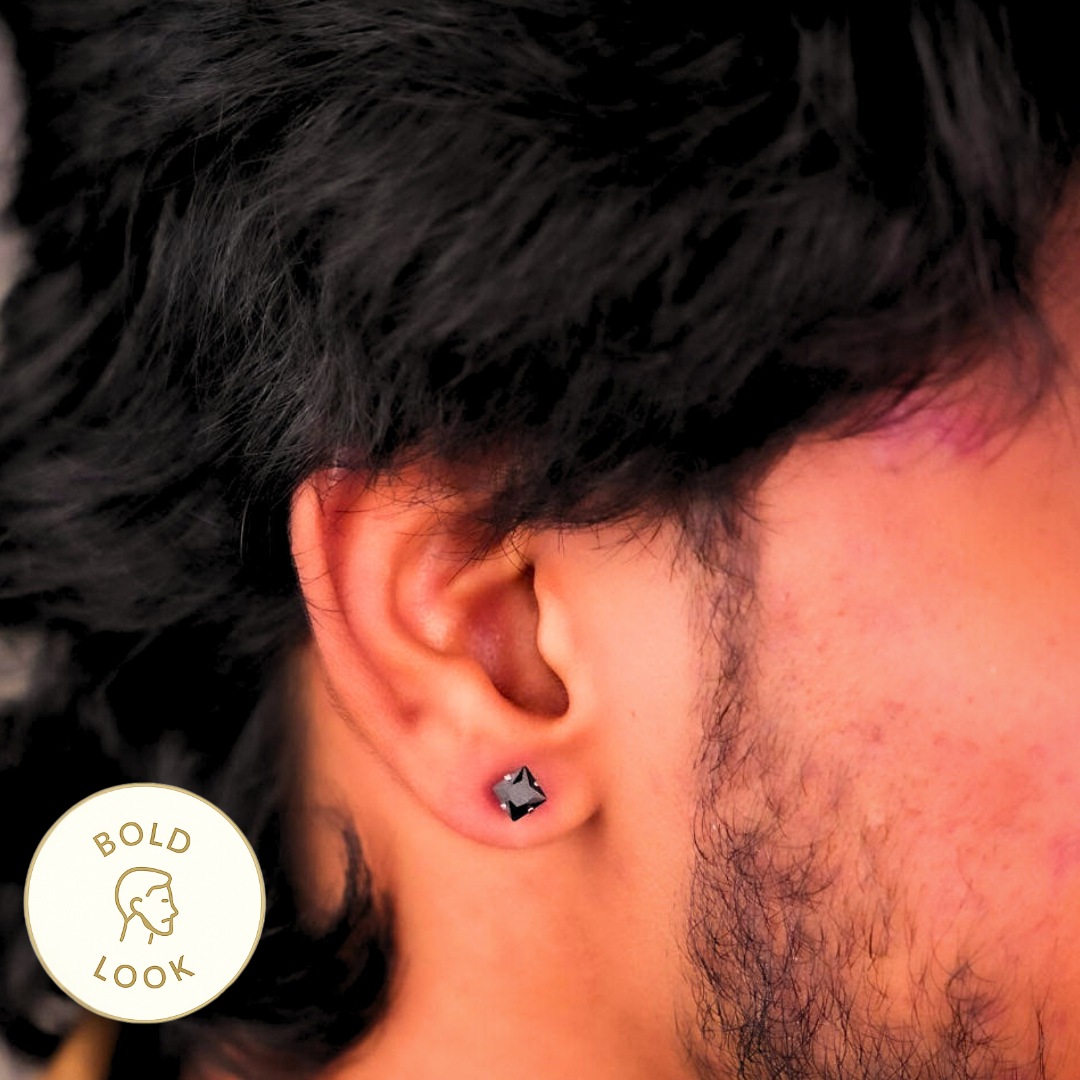 Square Bolt Stud Earring - Silver