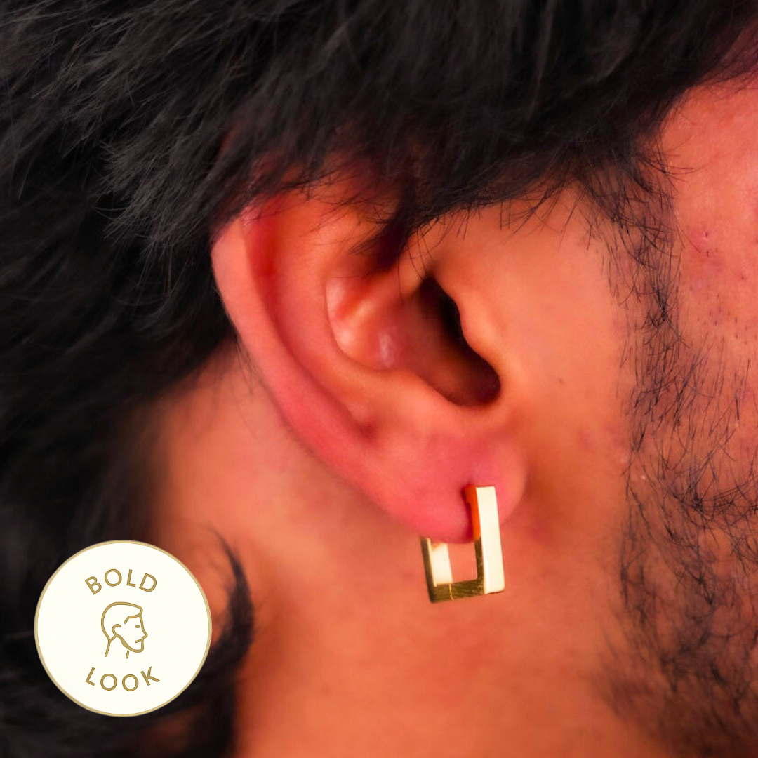 स्क्वायर हूप इयररिंग्स - सोना 