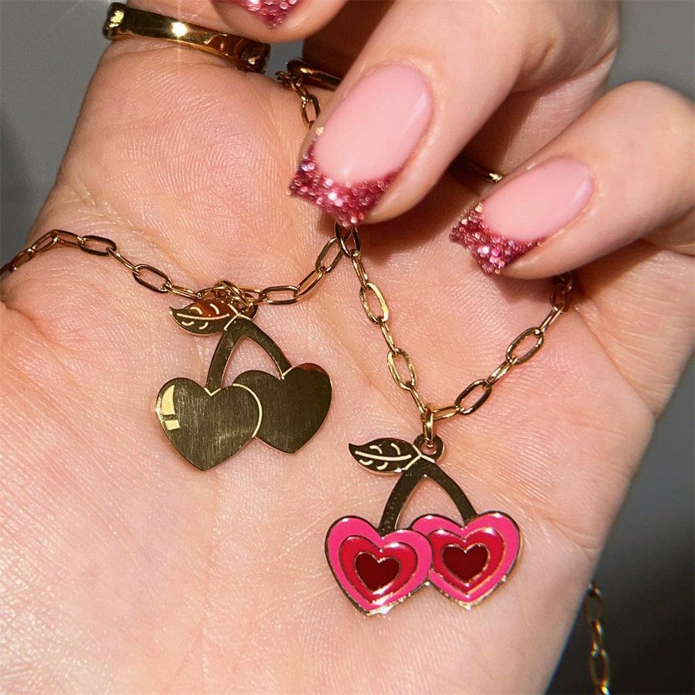 Hearty Fruity Necklace - Pink