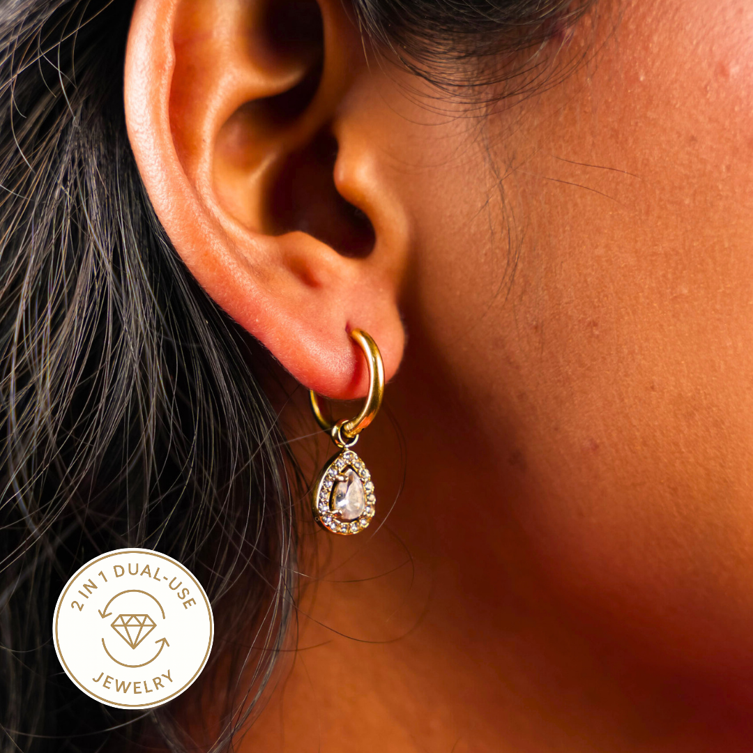 Drop Diamond Hoop Earring