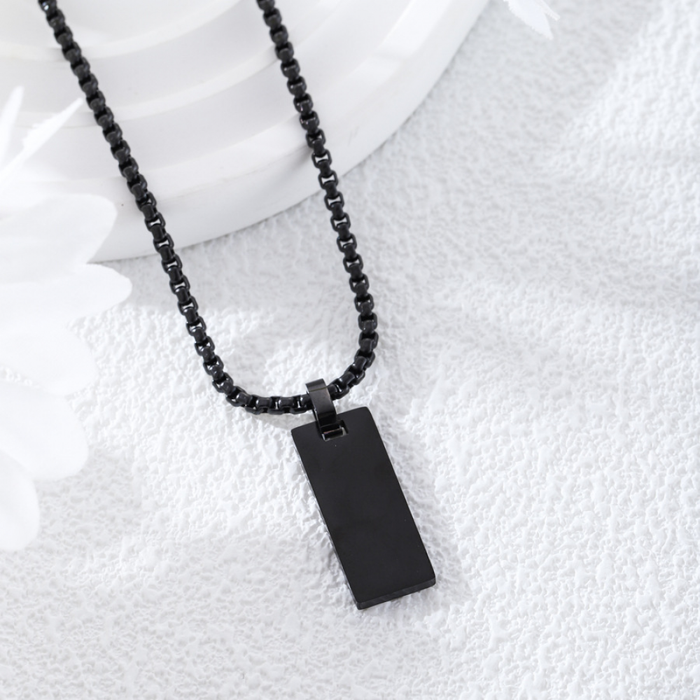 Engravable Apex Box Chain - Black