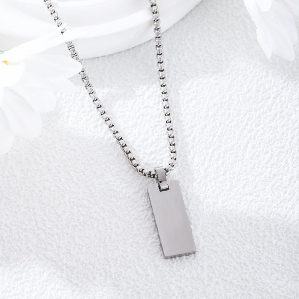 Engravable Apex Box Chain - Silver
