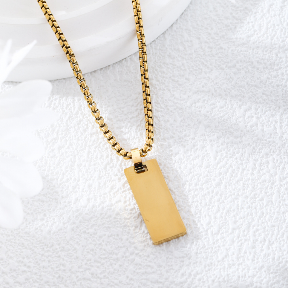Engravable Apex Box Chain - Gold
