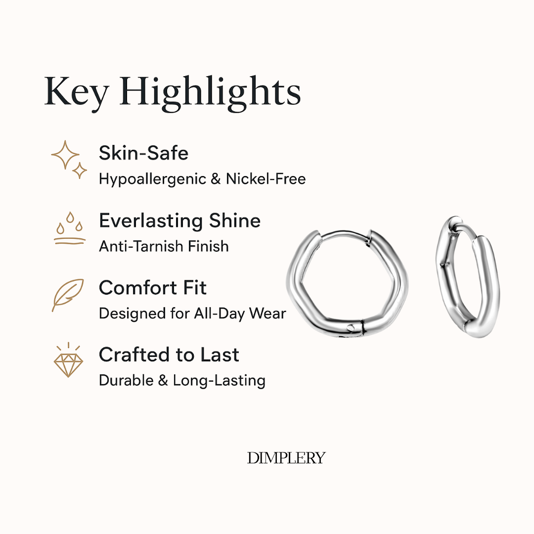 हेक्सागोन हूप इयररिंग्स - सिल्वर