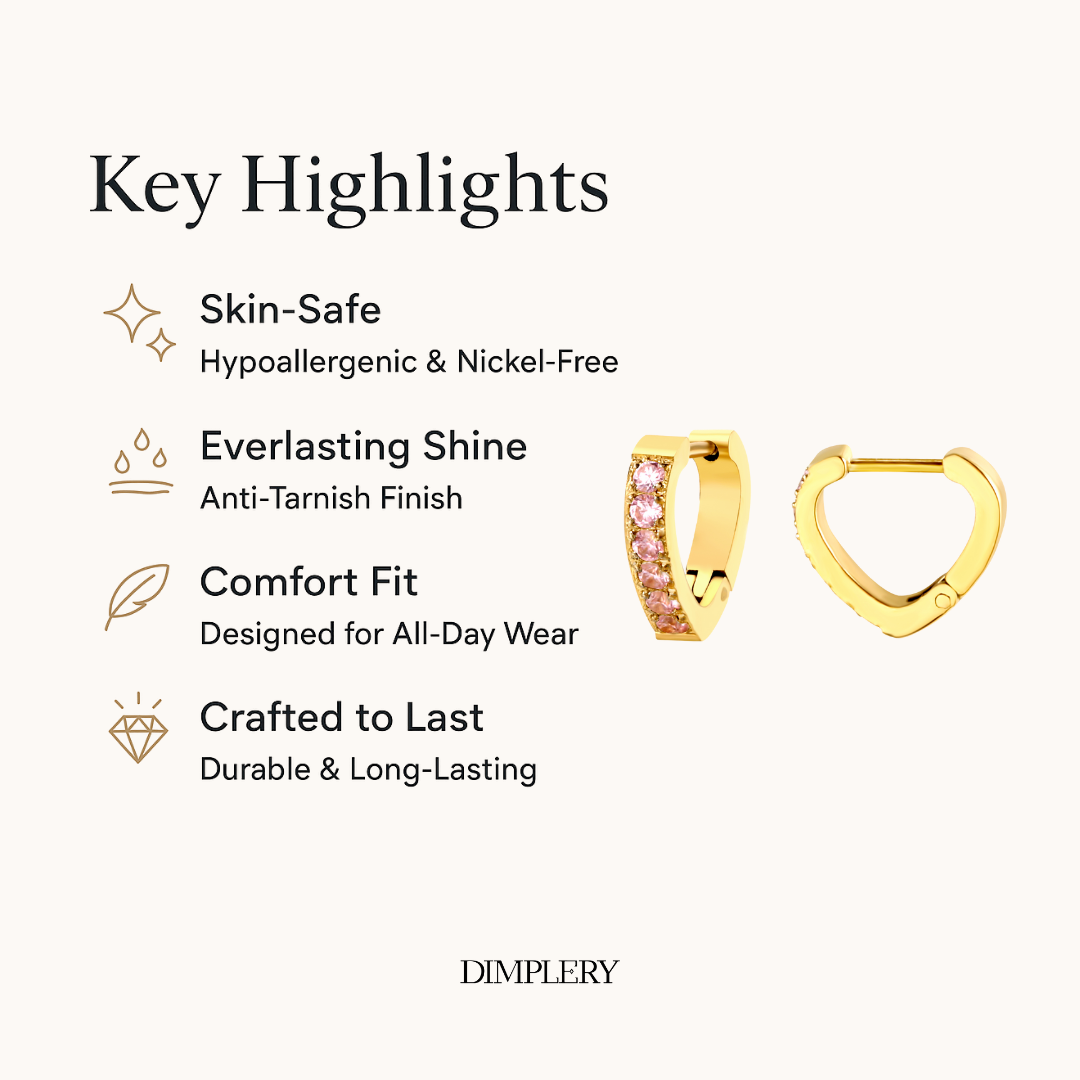 गुलाबी दिल घेरा बालियां