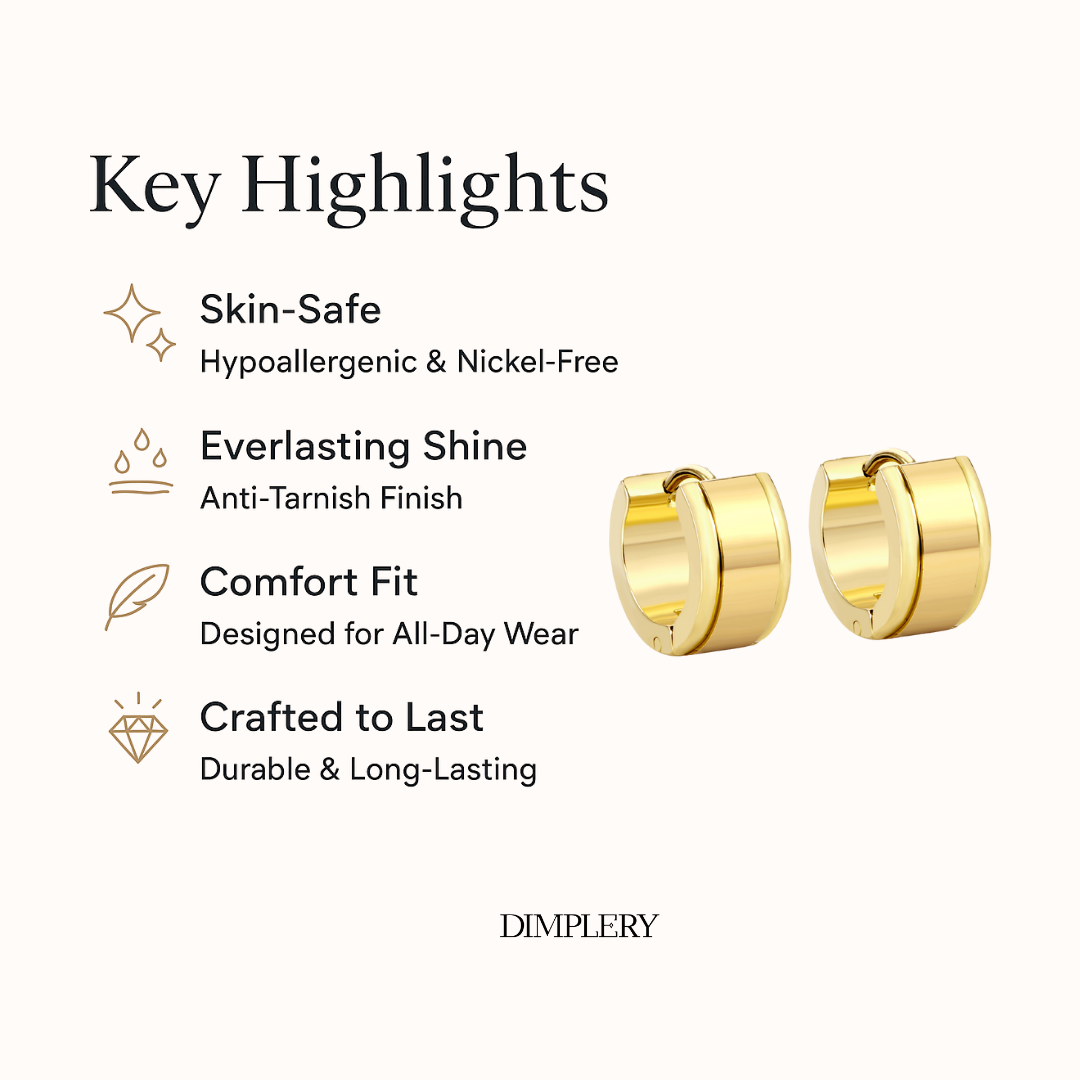 हग्गी हूप इयररिंग्स - गोल्ड