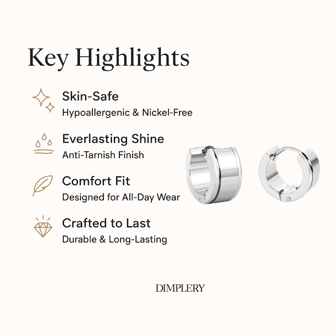 Bold Edge Hoop - Silver Tone