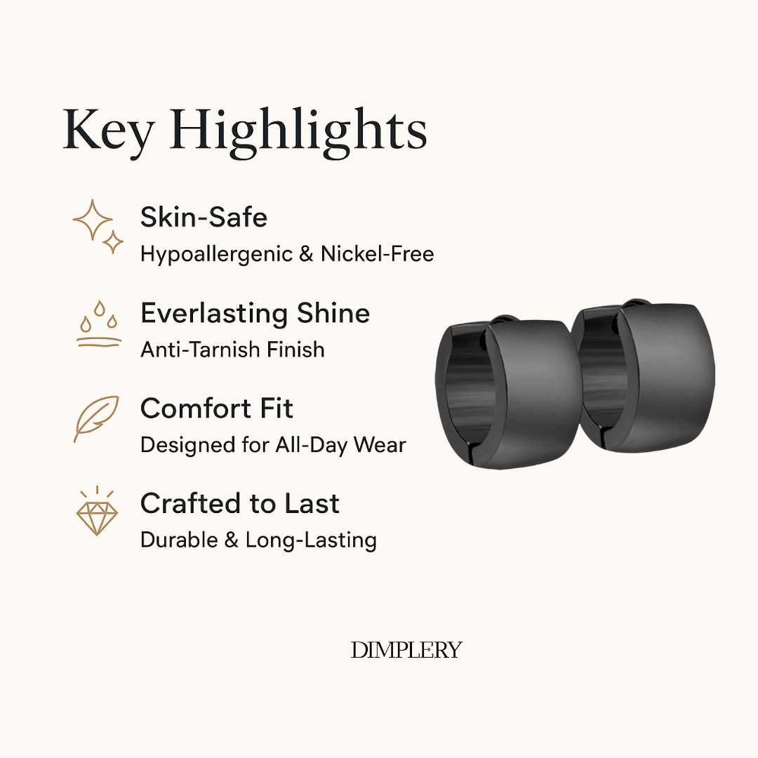 बकल हूप इयररिंग्स - काला