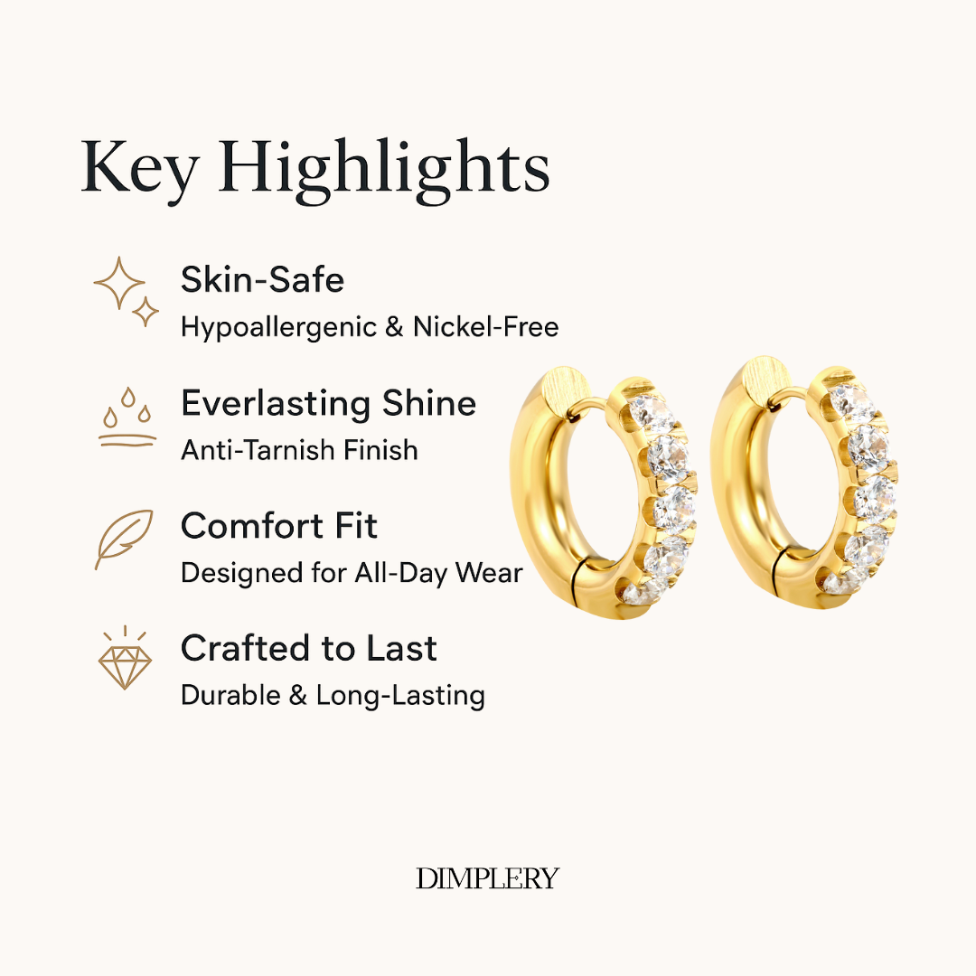 क्लासिक स्टडेड मिनी हूप इयररिंग्स